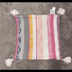 Colorful Striped Throw Pillow Cover with Tassels